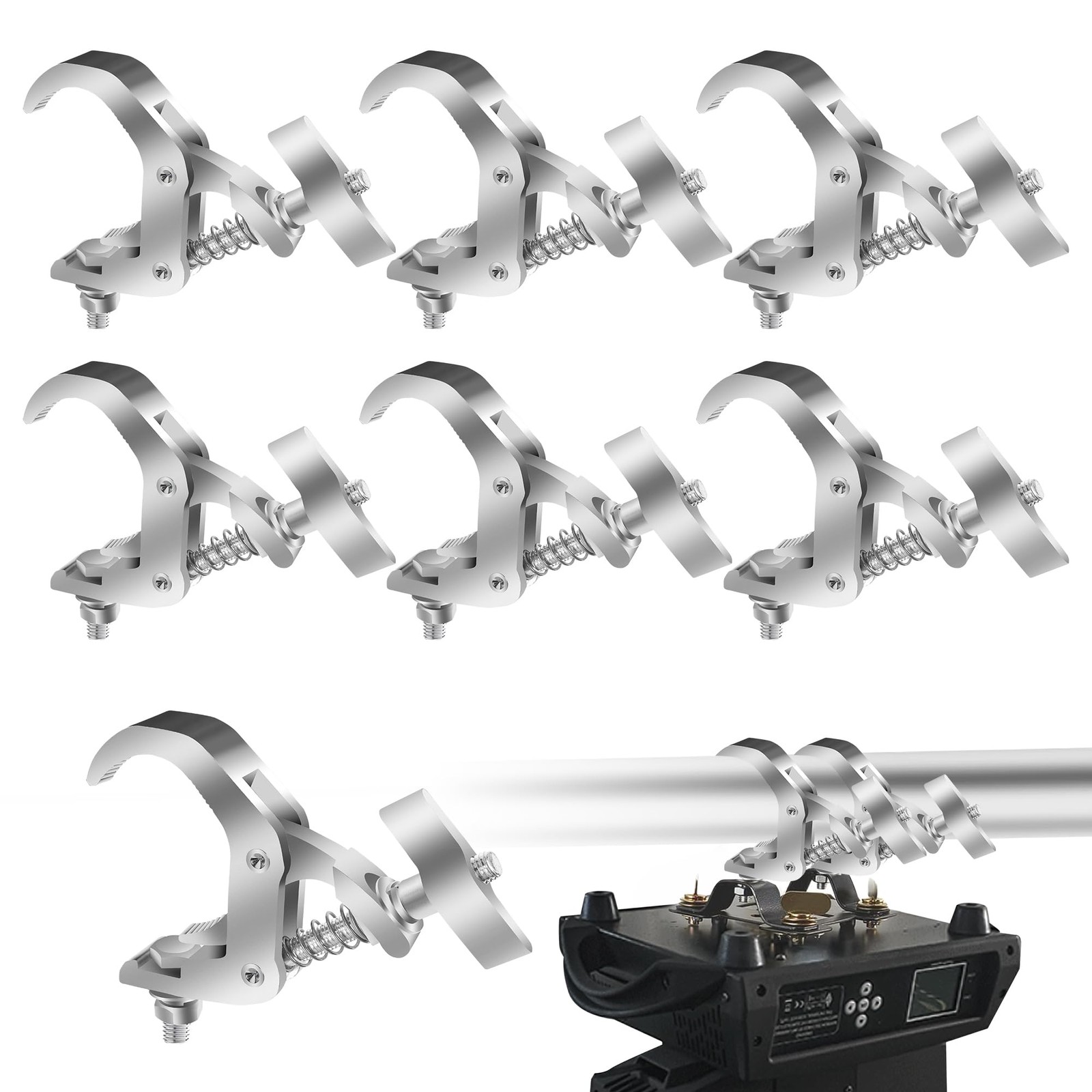 YEUIKERR 6 Pack Truss Clamp 1.57-2.4 Inch Stage Lighting Clamps Heavy Silver 