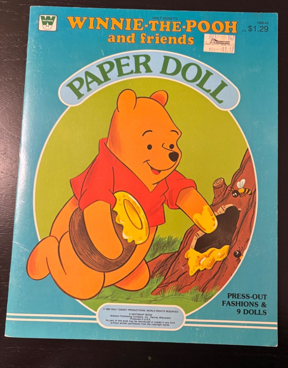 Winnie the Pooh paper dolls *UNCUT* Walt Disney Prod. 1980  Whitman #1986-43