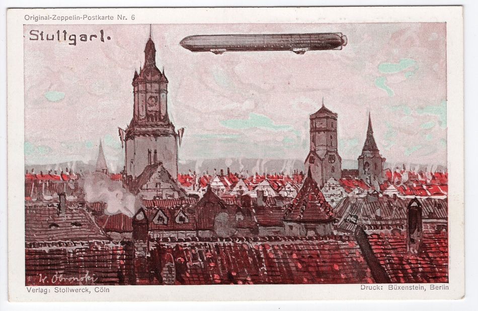 Zeppelin/Airmail Ak Stollwerck No 6 Zeppelin Over Stuttgart Unused (FA0664