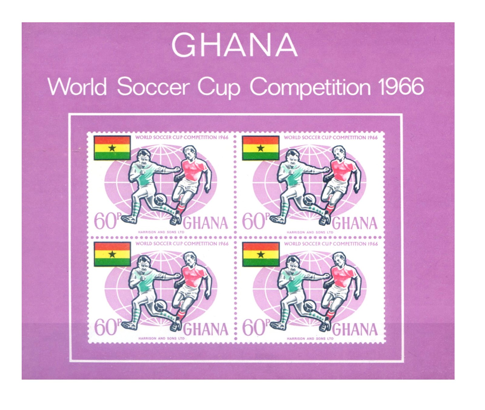 Ghana. Sport. 1966 Football. Sheetlet.