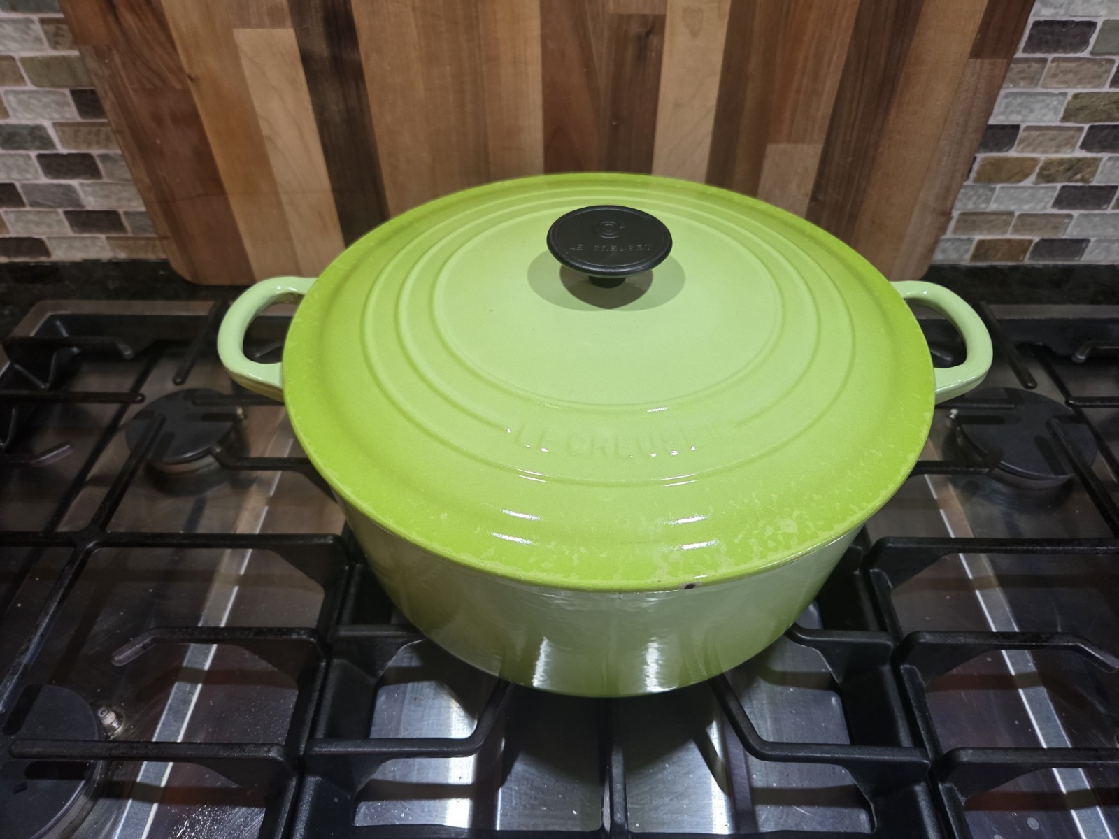 Le Creuset Green 7.25 Qt Dutch Oven With Lid Used