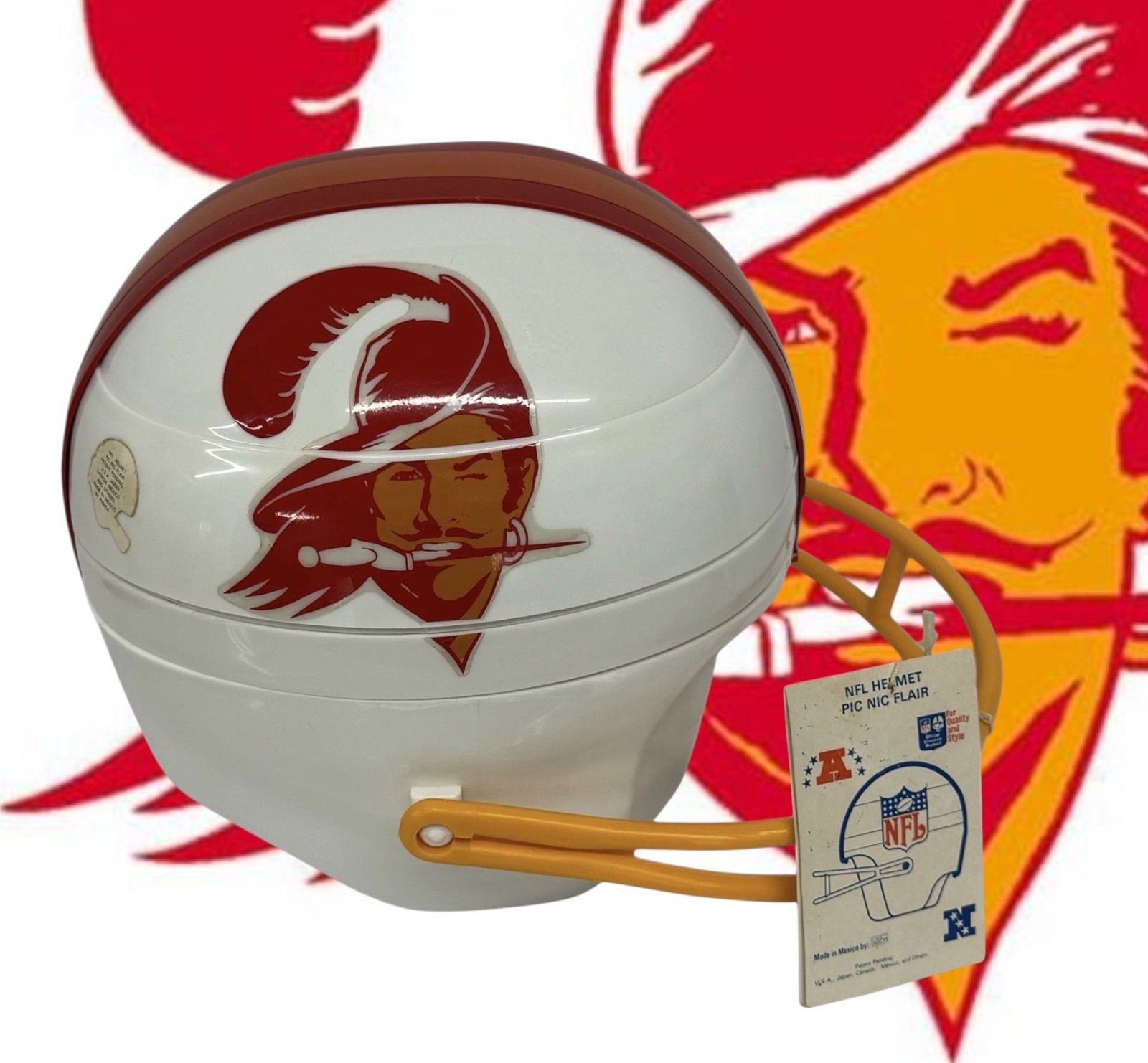 Vintage Throwback Tampa Bay Buccaneers Full Size Football Helmet Picnic Basket