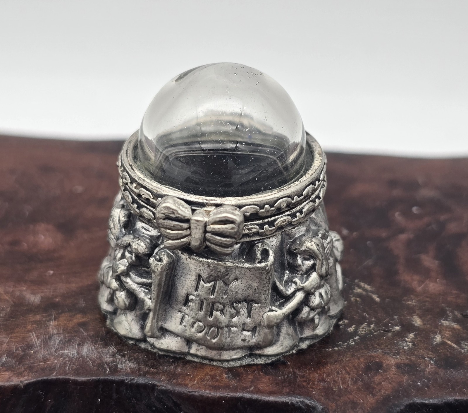 My First Tooth ~ Fairy Glass Domed Pewter Hinged Box Keepsake Baby Gift