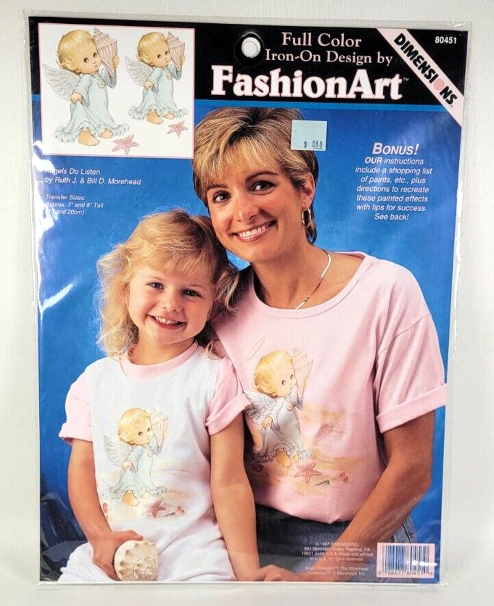 VTG Dimensions Fashion Art Nautical Beach Iron On Transfer Sea Shells Angels