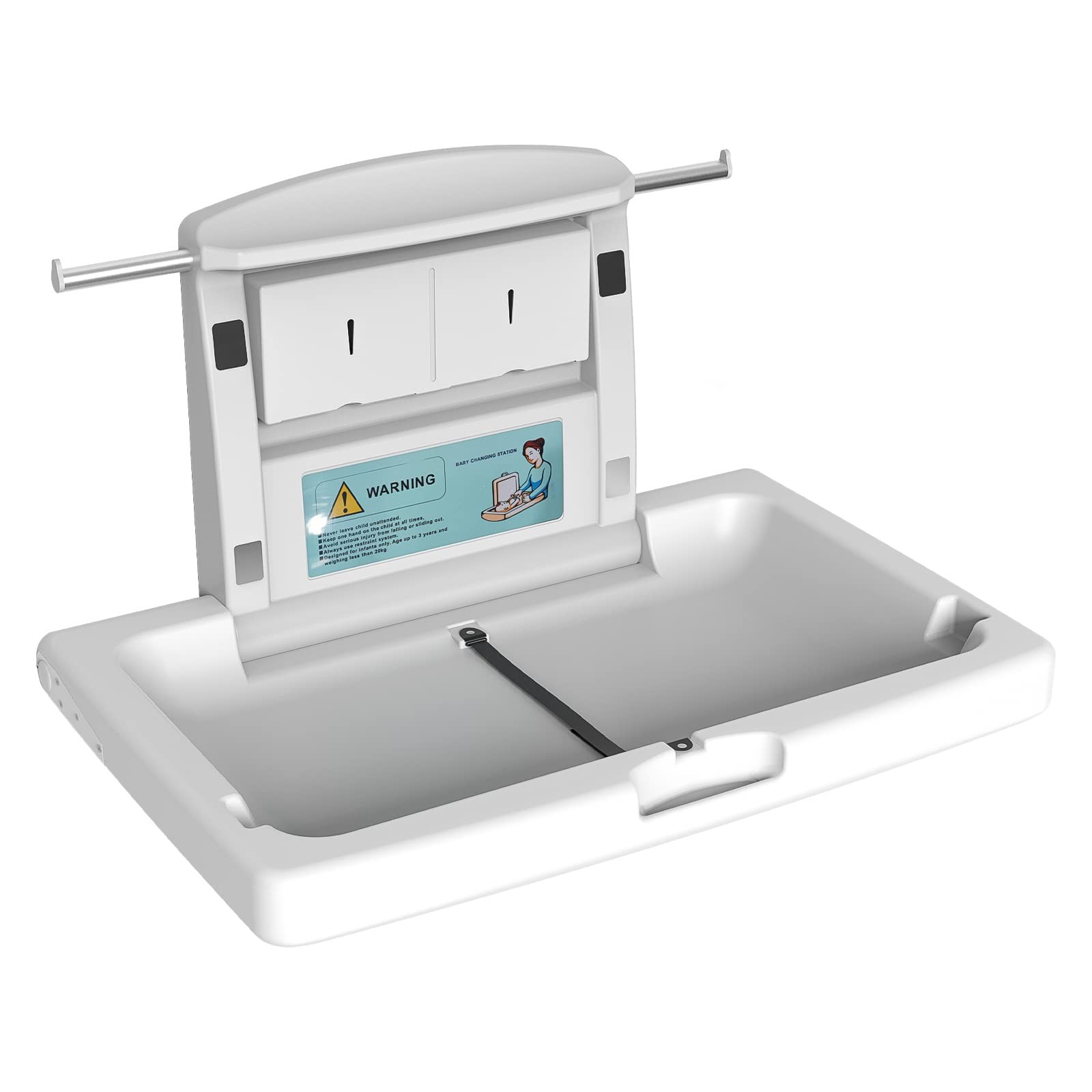 Baby Changing Station Wall Mounted, Fold Down Commercial Horizontal Baby Chan...