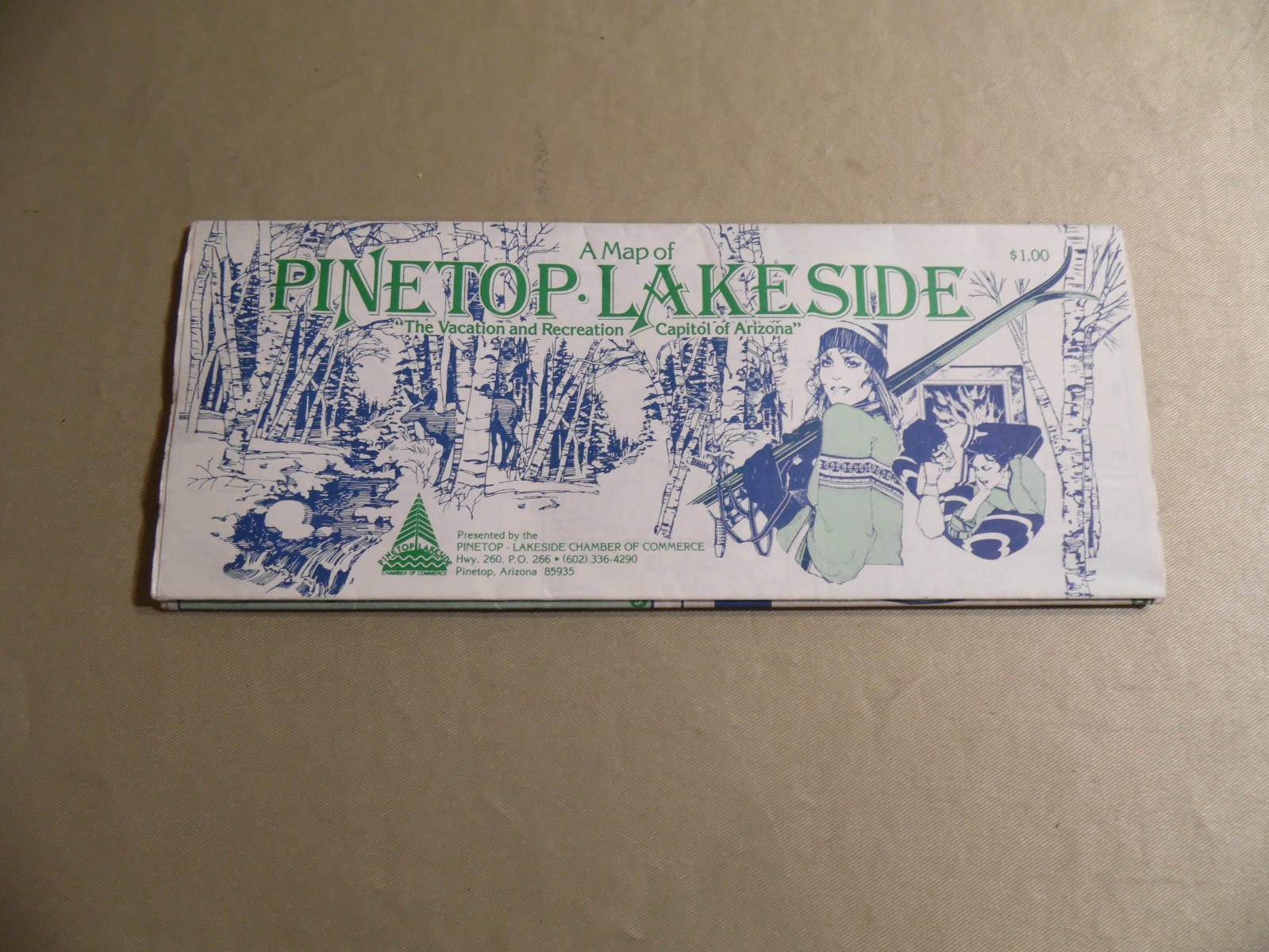 Map of Pinetop Lakeside Arizona / Circa 1983 / Free Domestic Shipping