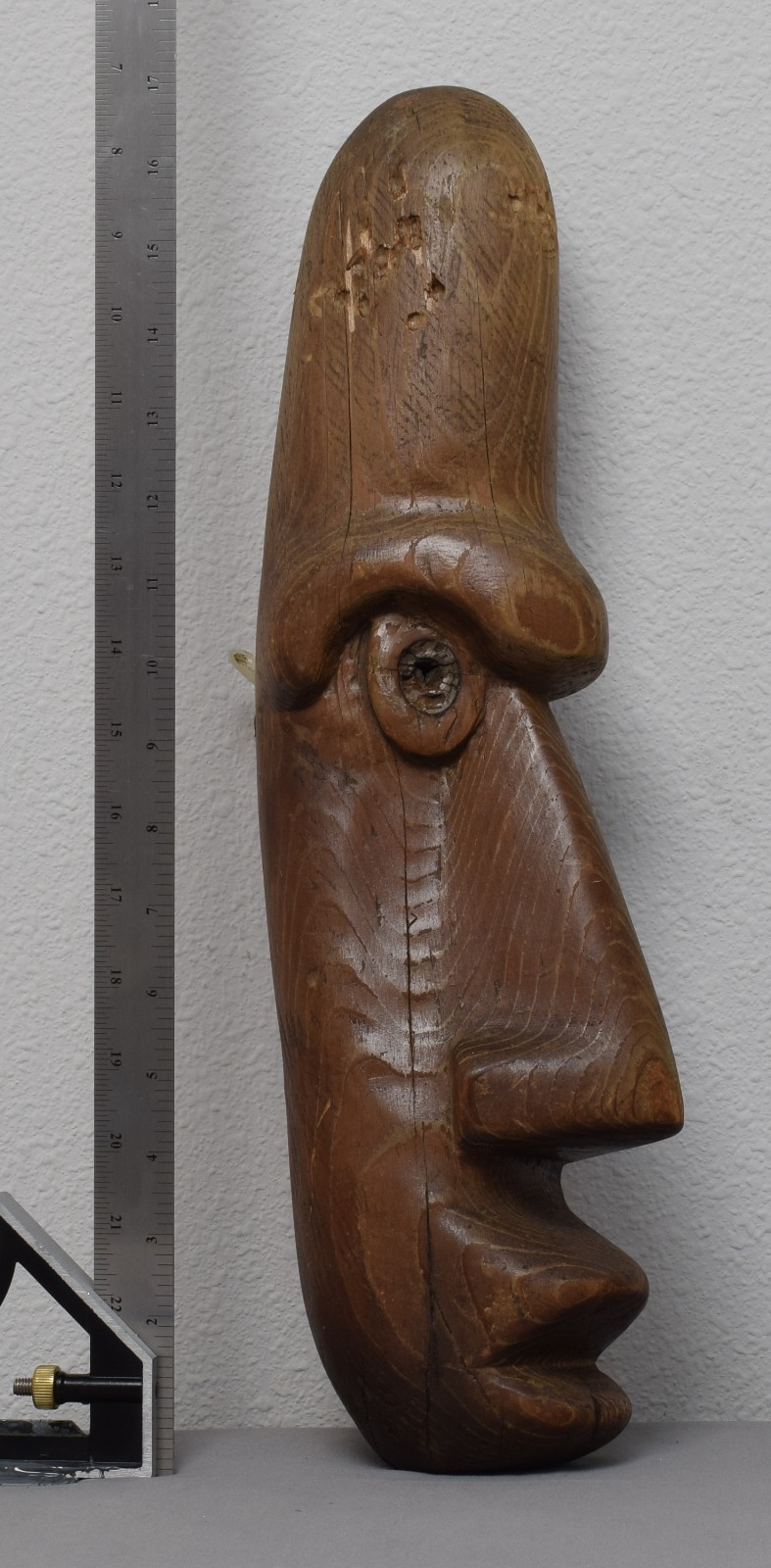 Hand-Carved Abstract Tribal Wall Mask Solid Wood African Style 17" Tall