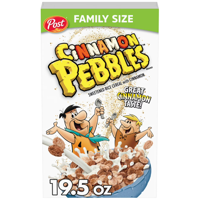 Post Cinnamon Pebbles Breakfast Cereal, Gluten Free, Family Size Box, 19.5 oz