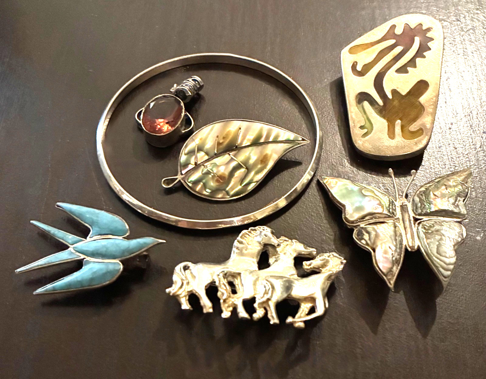 Lot of 7 pieces of Sterling Silver Jewelry, Some With Stone