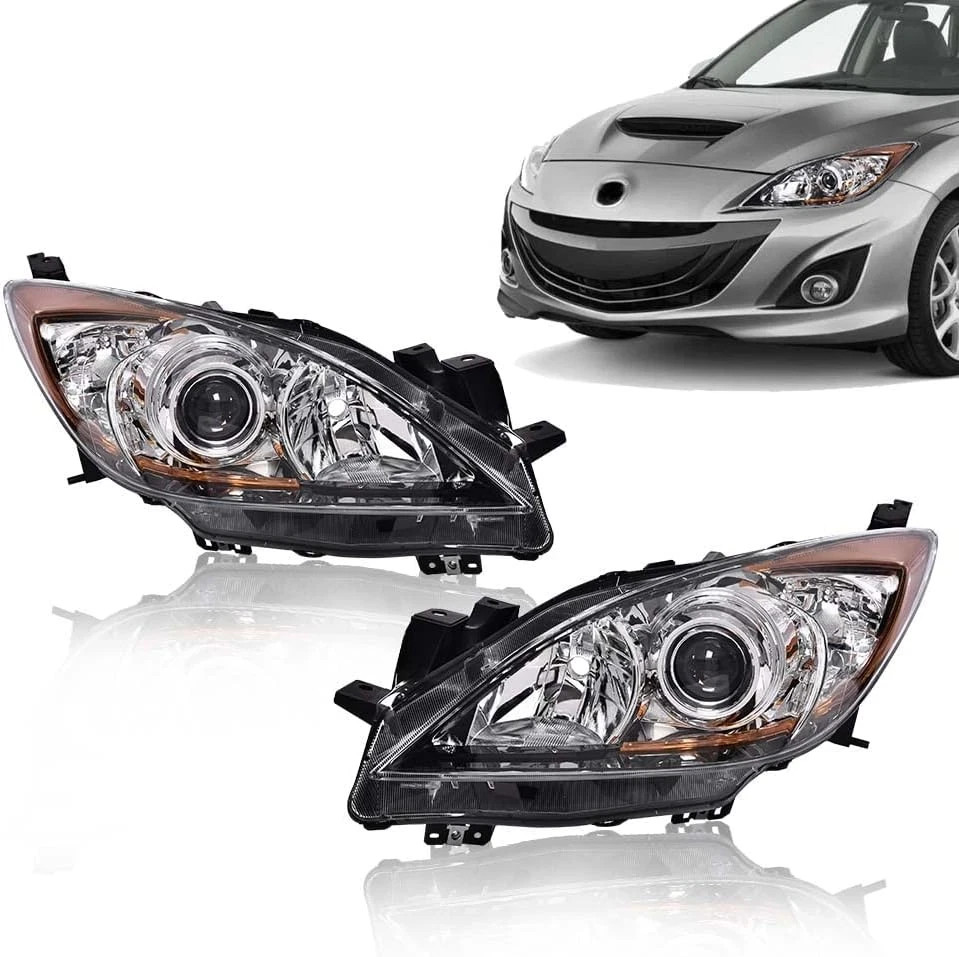 Front Headlights Headlamps Assembly Left & Right Compatible with Mazda 3 2010 20