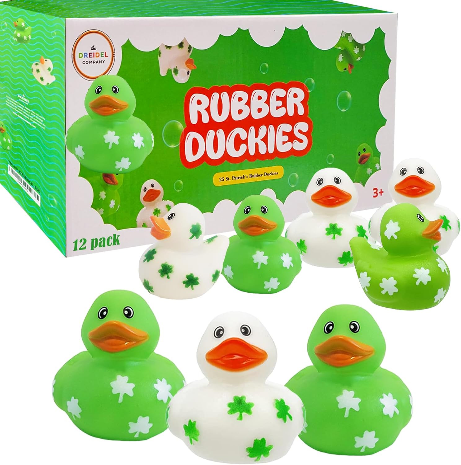 St. Patrick'S Holiday Rubber Duck Toy 12 Shamrock Duckies Clover Design for Kids