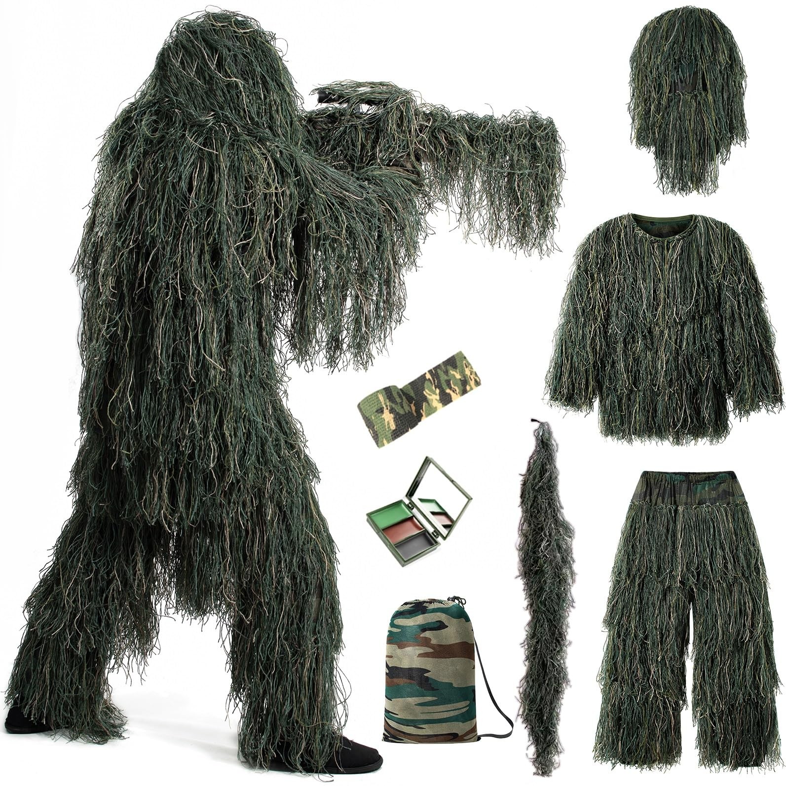 Ghillie Suit, 7in1 3D Camouflage Hunting Gear for Boys, Perfect Hunting Cloth...