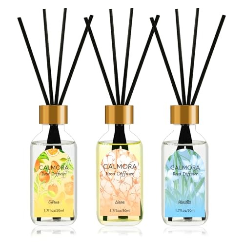  Reed Diffuser Set of 3, 50ml Citrus/Linen/Vanilla Scented Oil Diffuser with 
