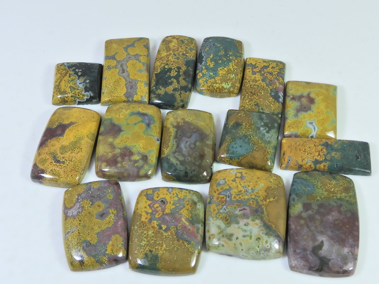 206Cts. Natural Ocean Jasper Octagon Cabochon Loose Gemstone 15Pcs Lot S807