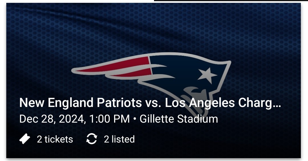 Two NFL Football Tickets, Section 105, Row 6