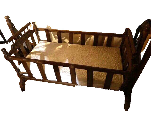 Vintage, Antique Style Wooden Swinging Baby Cradle