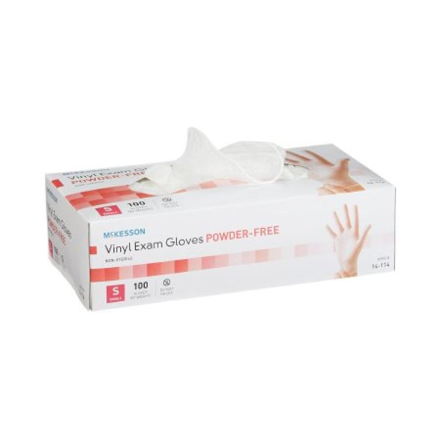 McKesson Vinyl Gloves, Small, Clear, Non-Sterile, Powder-free, 100 Ct, 14-114