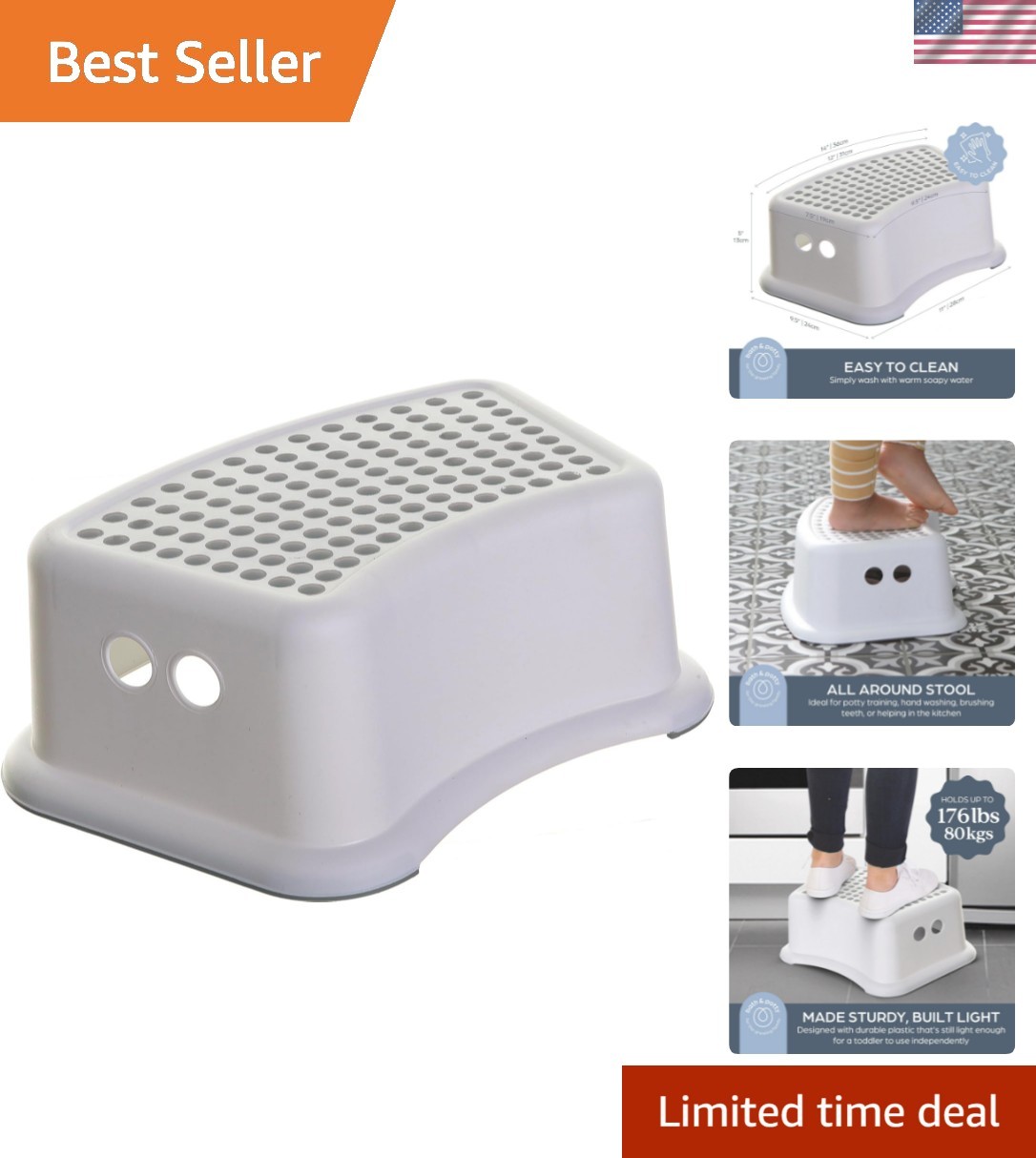 Step Stool for Kids - Non-Slip Base and Contoured Design for Toilet Potty Tra...