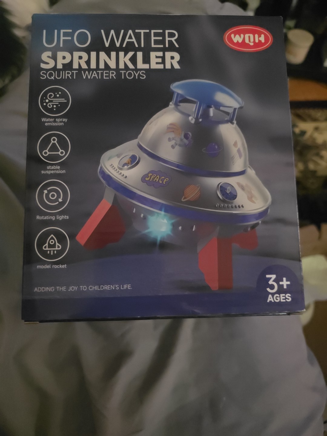 UFO Water Sprinkler Toy w/ Light Outdoor Summer Fun for Kids