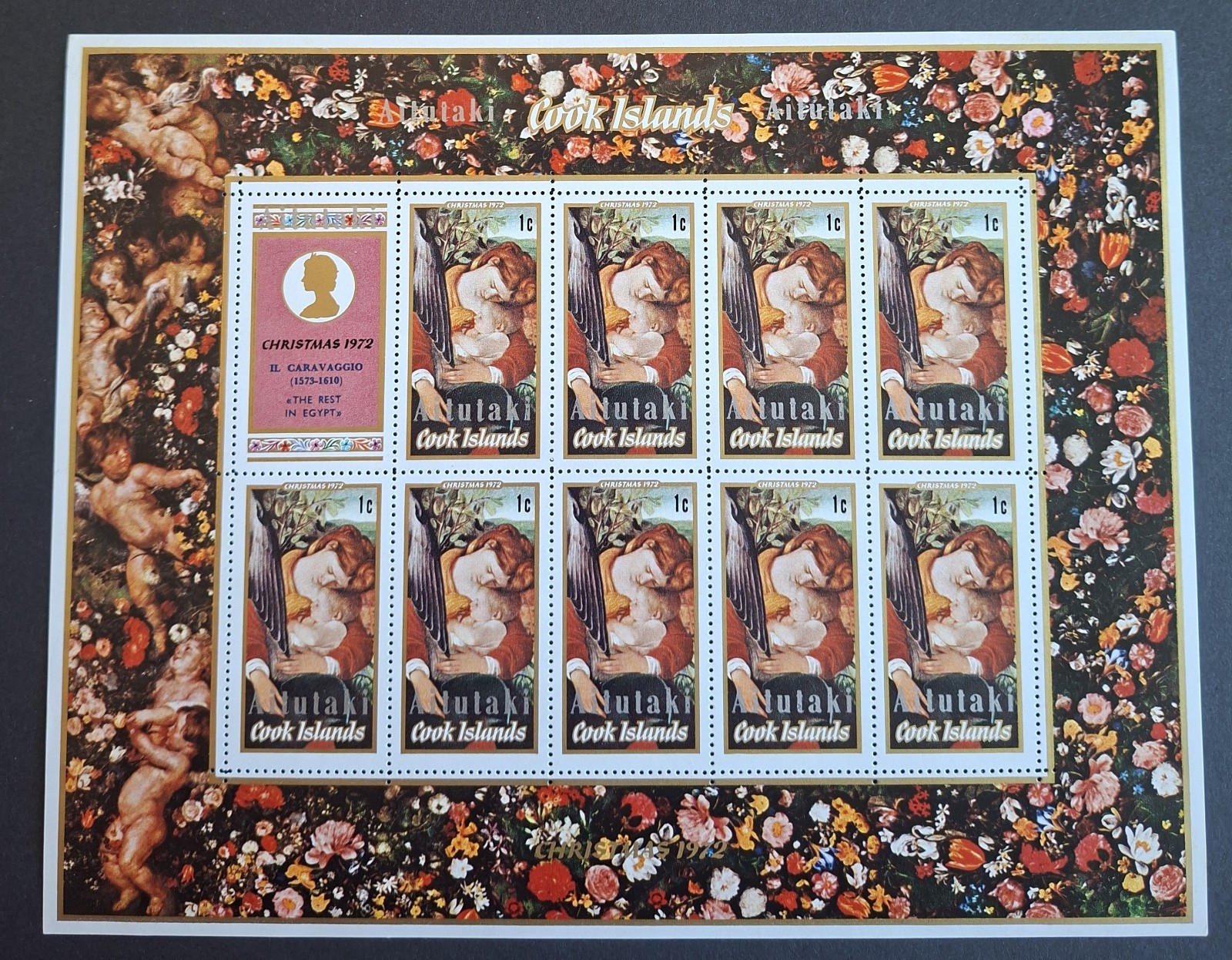 AITUTAKI -1972 -HM  " COOK ISLANDS OVERPRINTED WITH AITUTAKI " MINIATURE SHEET