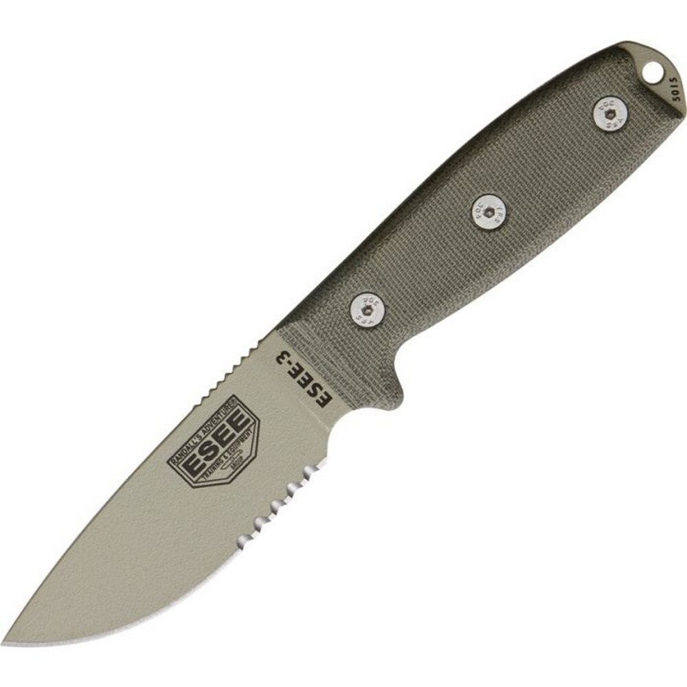 ESEE Model 3 Desert Fixed Knife 1095HC Steel Blade Micarta Handle - ES3SMDT