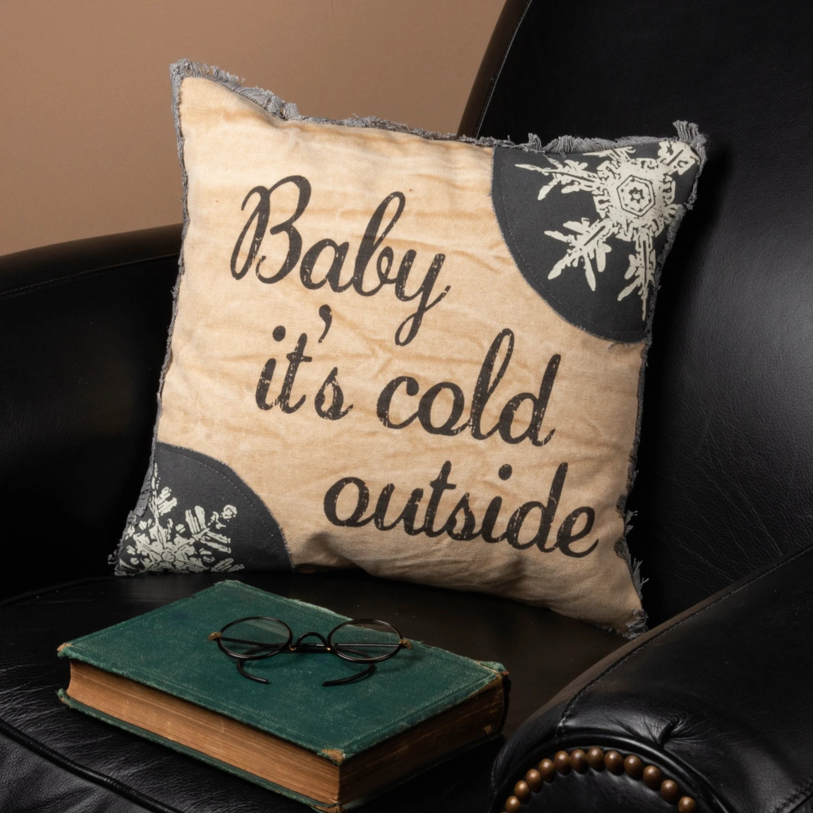 Winter "Baby It's Cold Outside" Throw pillow, 16 x 16, Rustic Style, PBK NWT