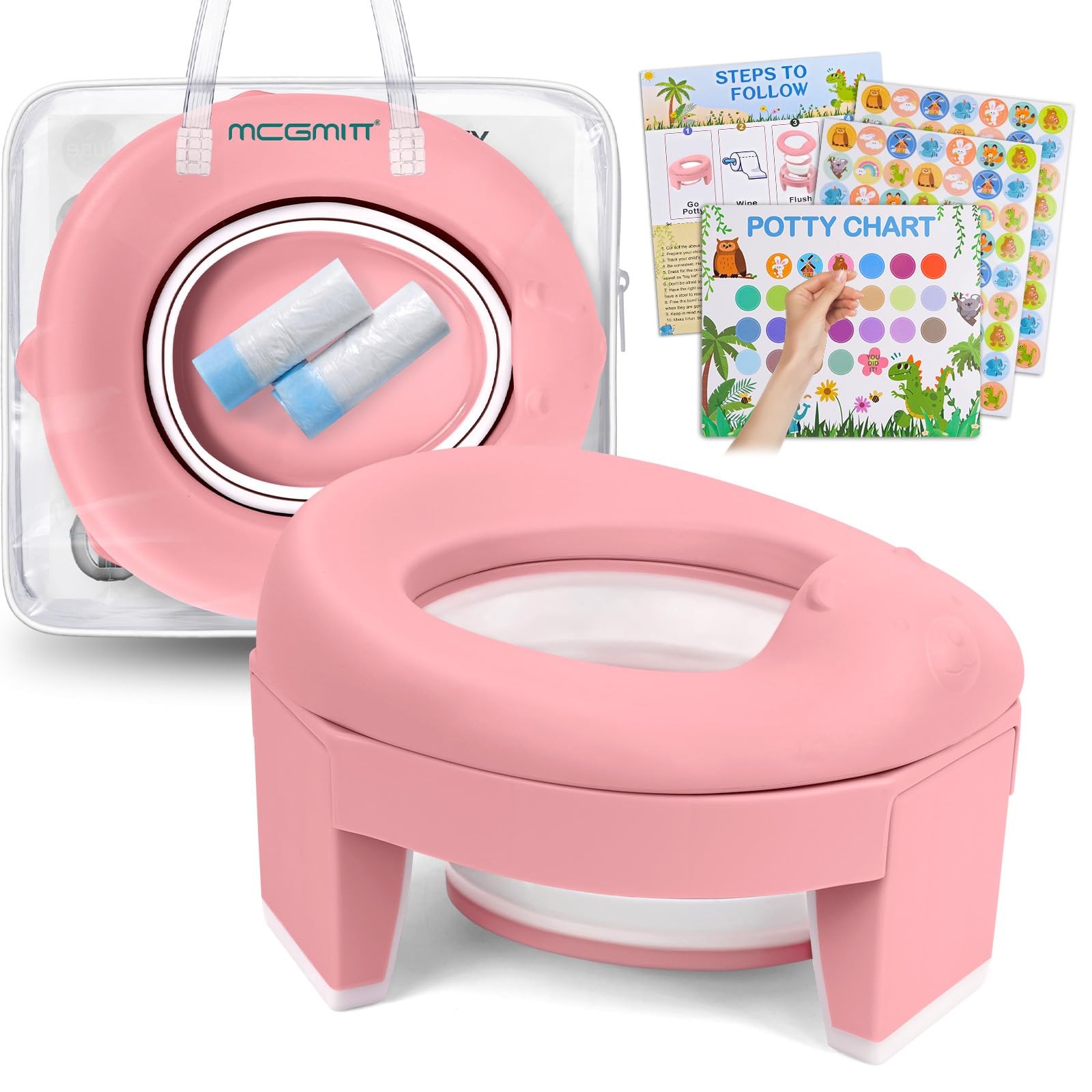 Portable Potty Seat for Kids Travel - Foldable Training Toilet Chair for Todd...