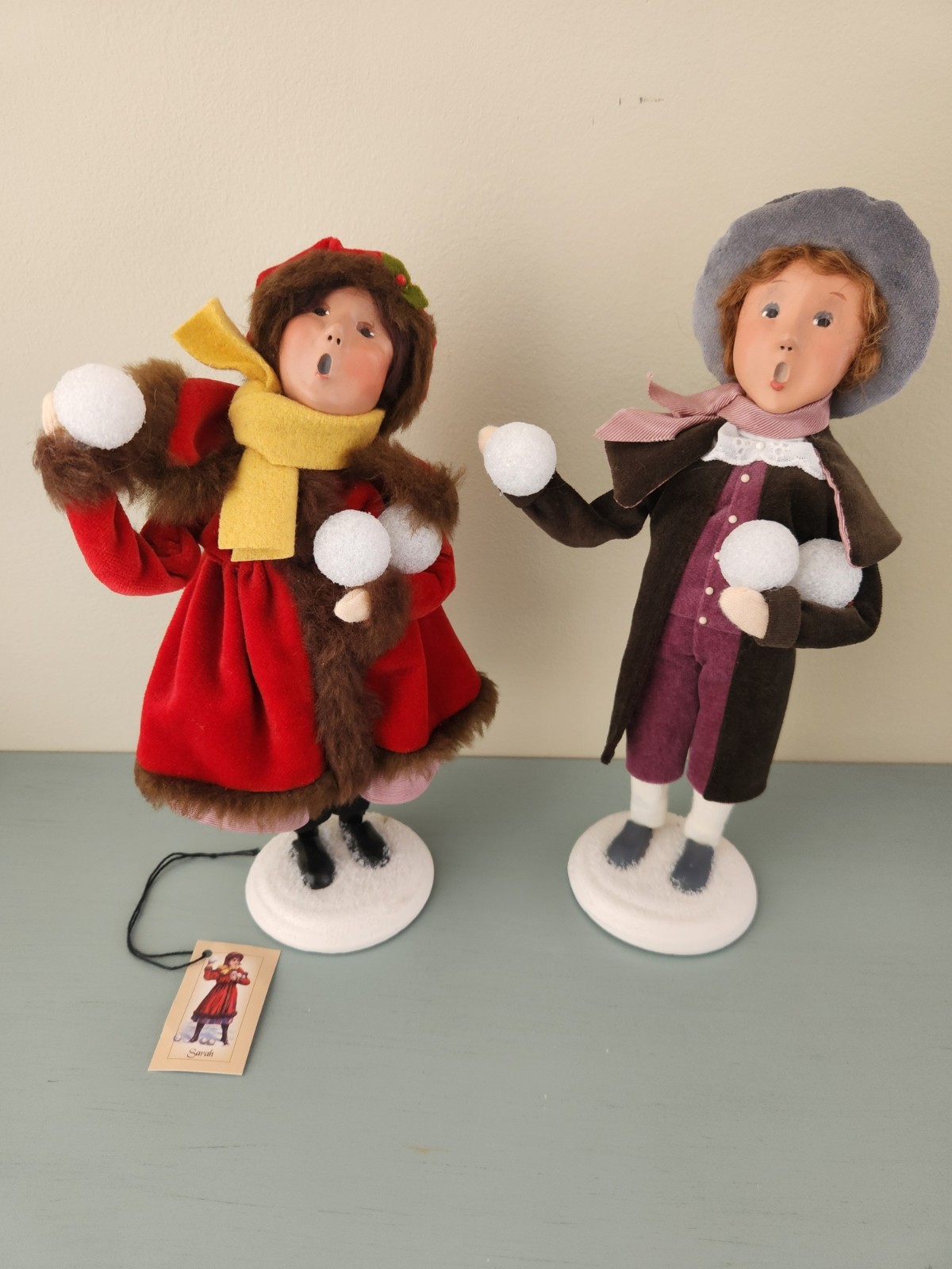 Byers Choice Sarah Girl Samuel Boy Snowballs Christmas Illustrations Winter Lot