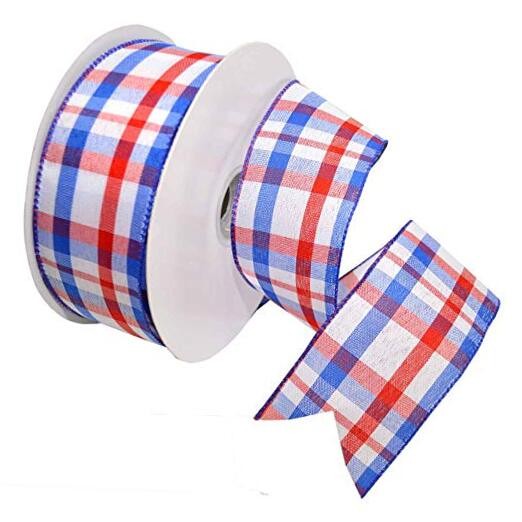  7380 Color Chic Plaid Ribbon 2.5" x 50 Yd Red/White/Blue