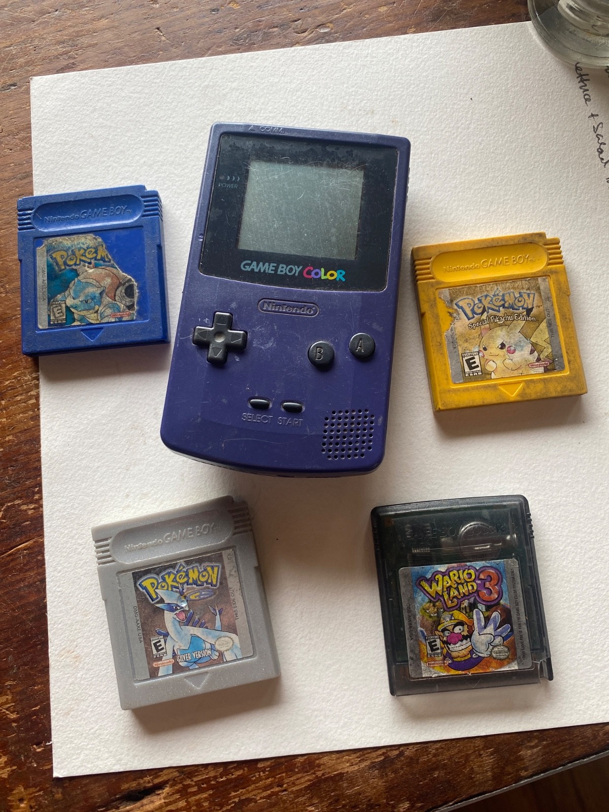 Gameboy Colour Color bundle with Pokemon yellow, silver, blue + wario land 3