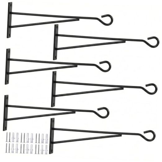 8" Hanging Plant Hooks, 6 Pack Hanging Basket Bracket Wall Hooks, Plant 