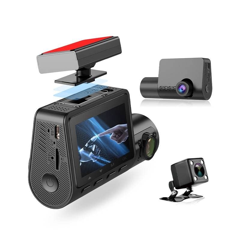 3 Channel Dash Cam 1080p 480p Wide Angle Parking Monitoring 64GB Card