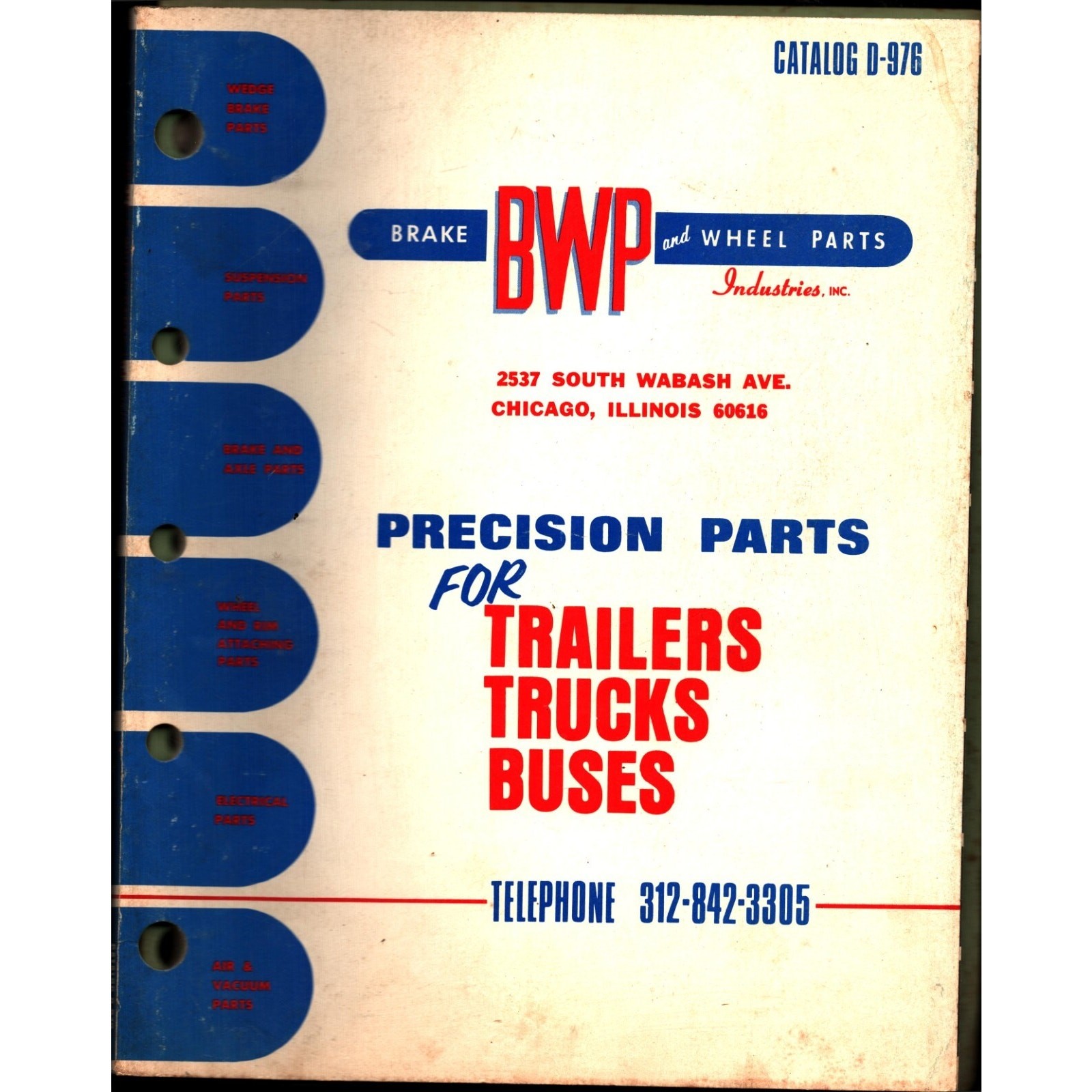 VINTAGE Brake and Wheel Parts Industries Inc. BWP 1976 Parts Catalog