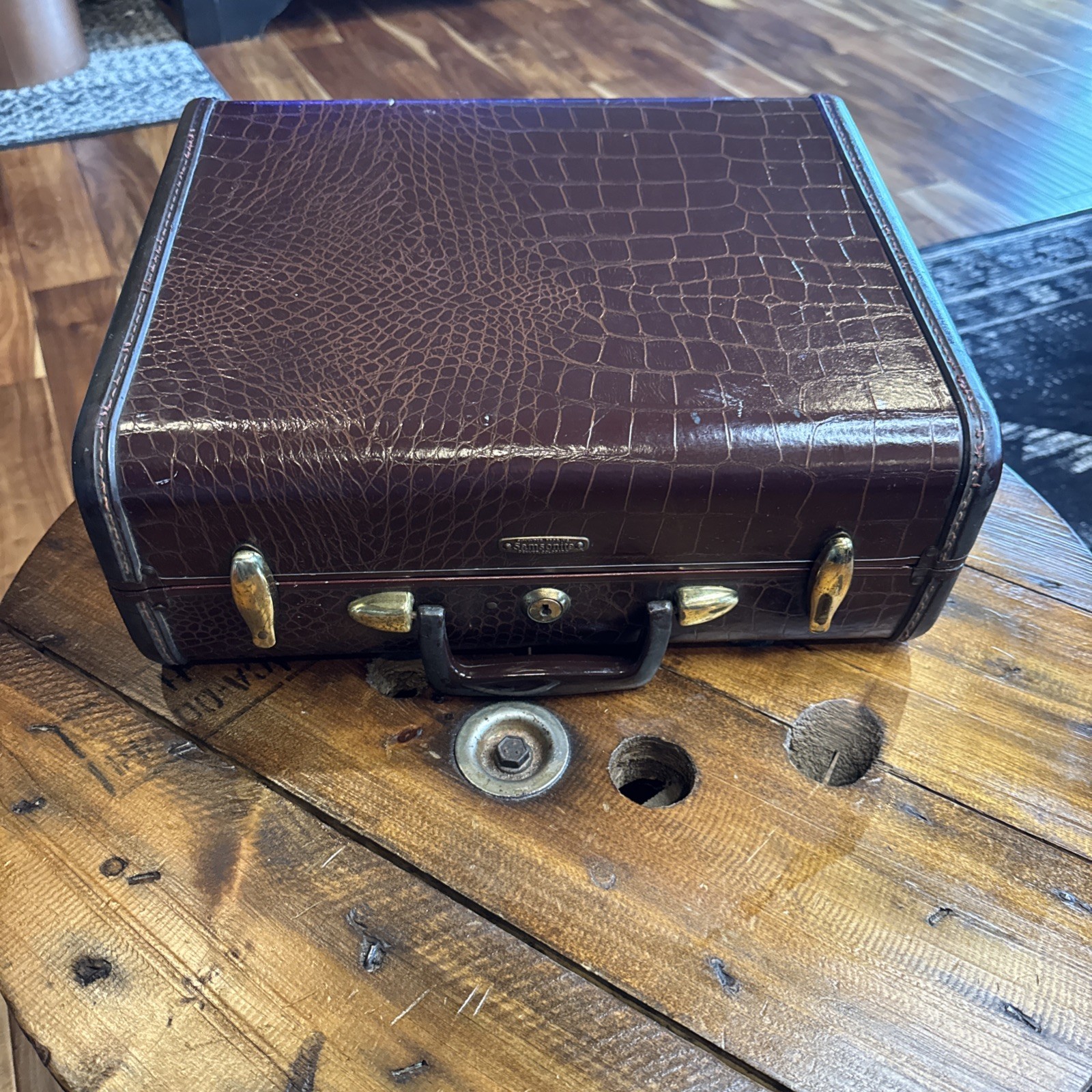 Samsonite Vintage Shwayder Bros Hardshell Brown Leather Suitcase
