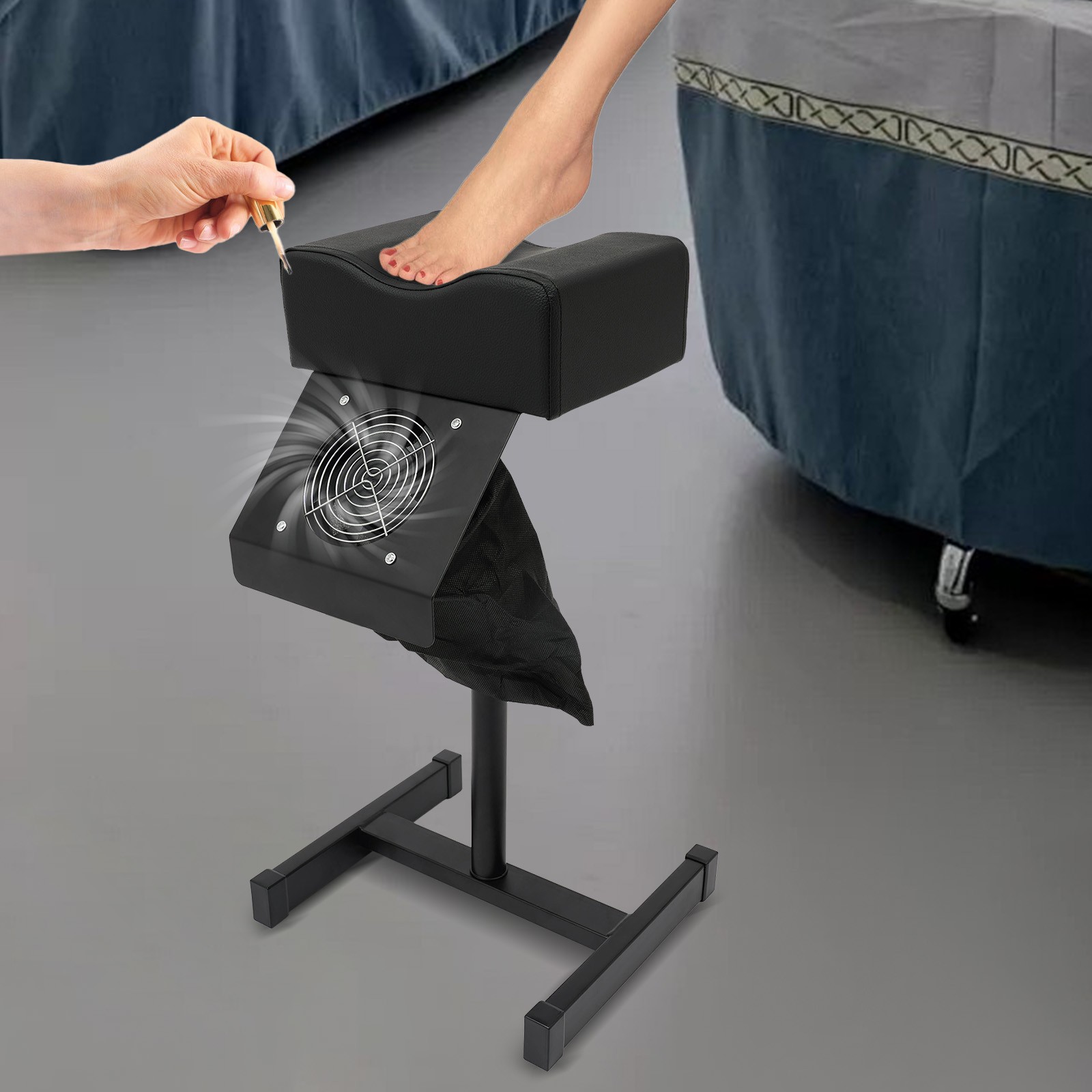 Pedicure Stool Chair Beauty Salon Lift Stool Footrest Nail Bench W/Cleaning Fan
