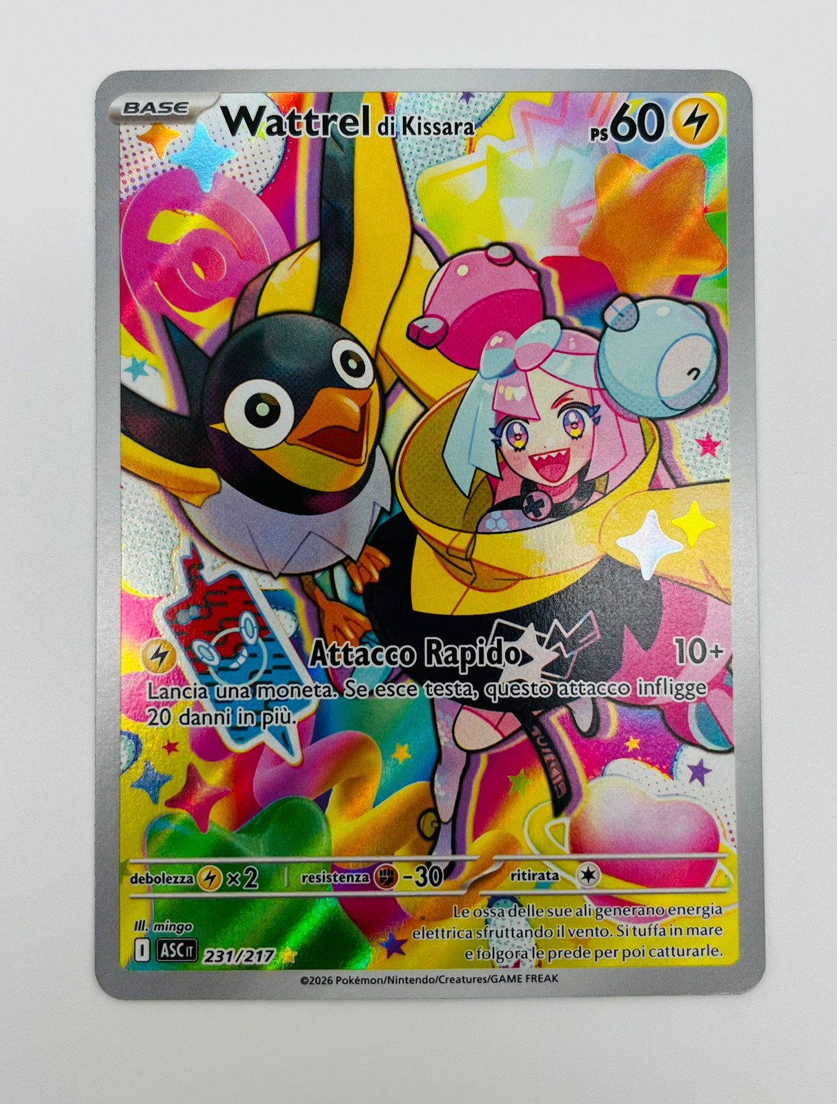 Pokemon Card Wattrel By Kissara Rare Illustration (IT) | Heroic Ascent 231/217