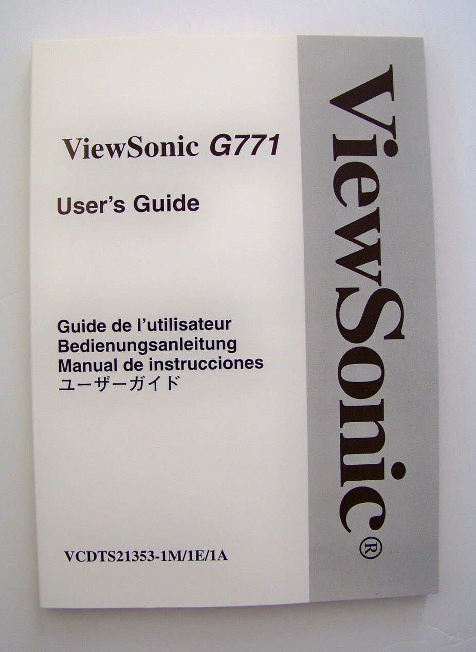 MANUAL ONLY - ViewSonic G771  User's Guide