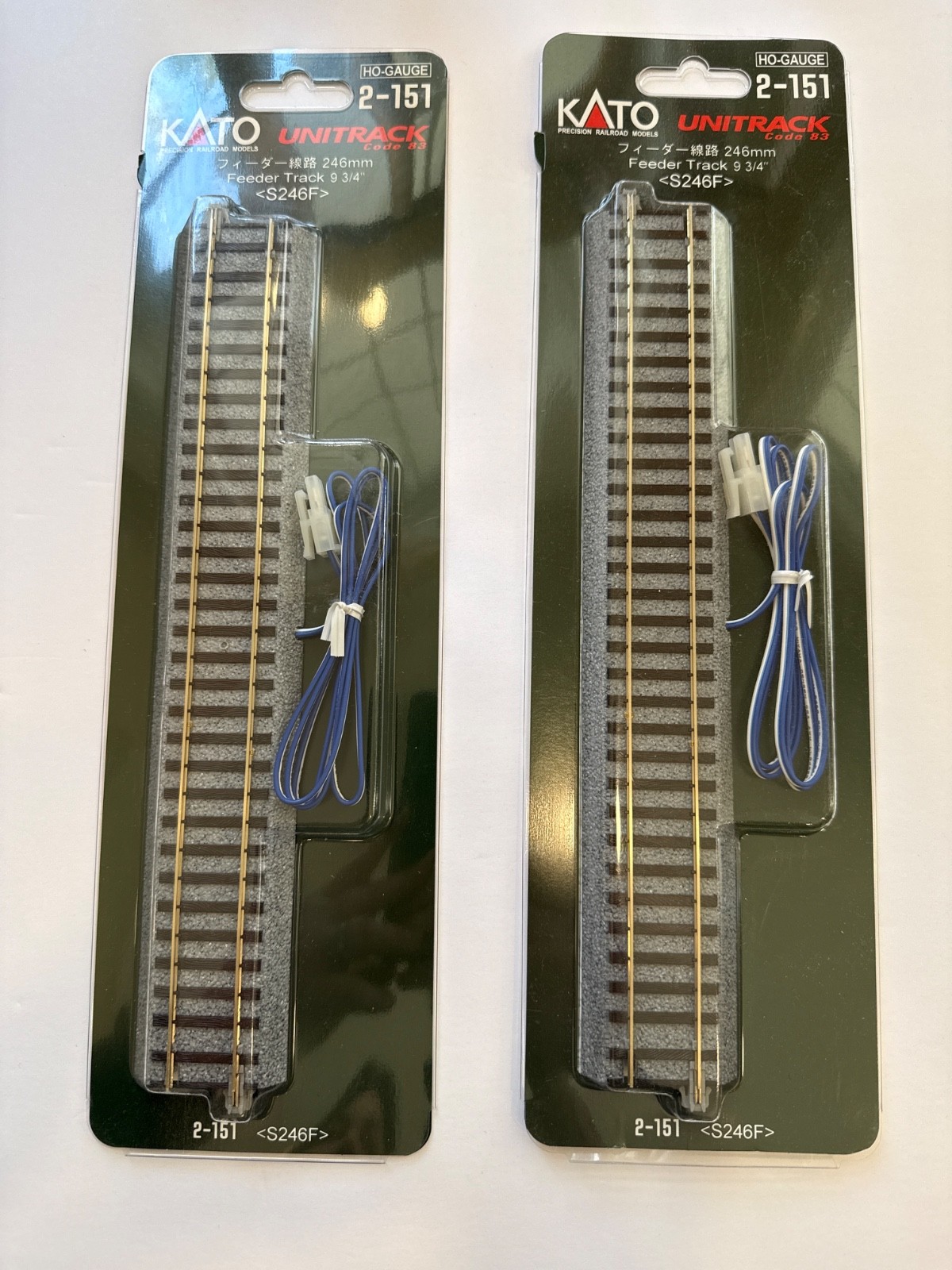Lot of 2 - Kato HO Gauge Unitrack Feeder Track 9 3/4 inch - New in Packaging