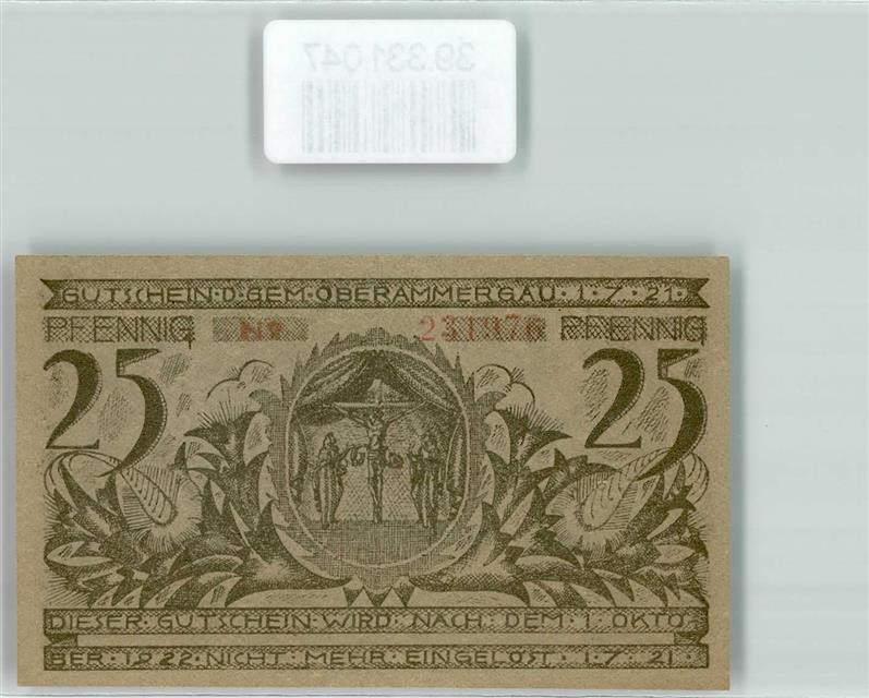 39331047 - 8103 Oberammergau emergency money 25 Pfennig Cross Church workers