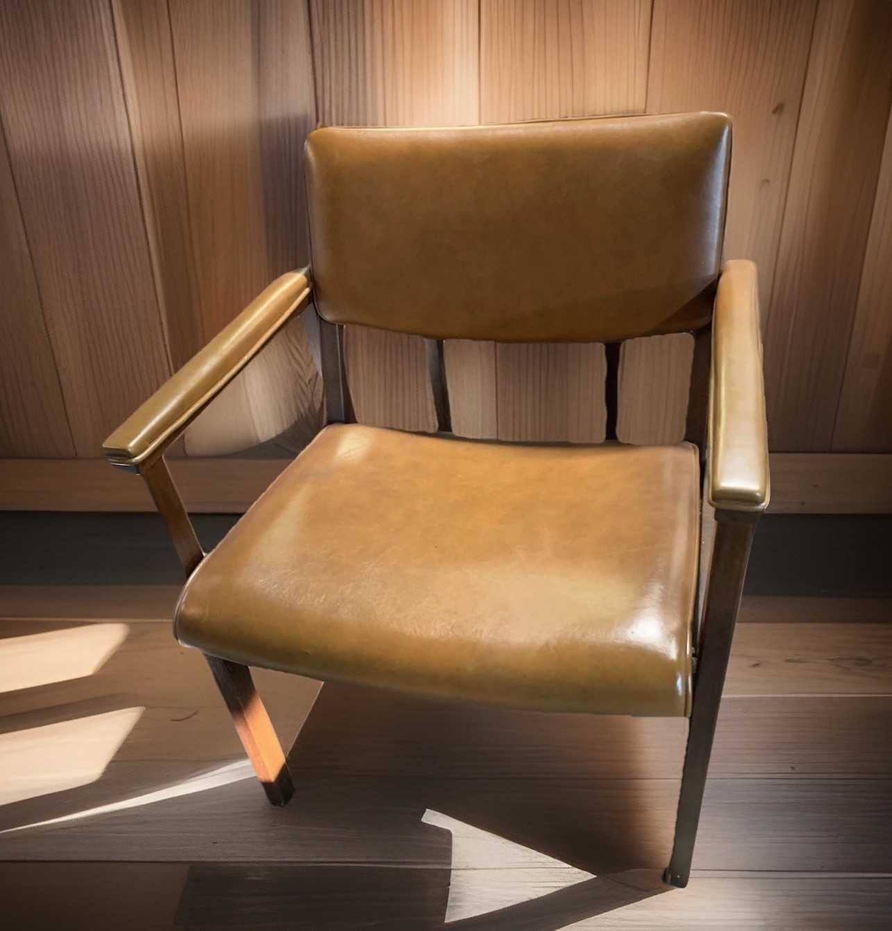 Vintage Boling Co. Walnut Chair Walnut Leather 1987 MCM Style