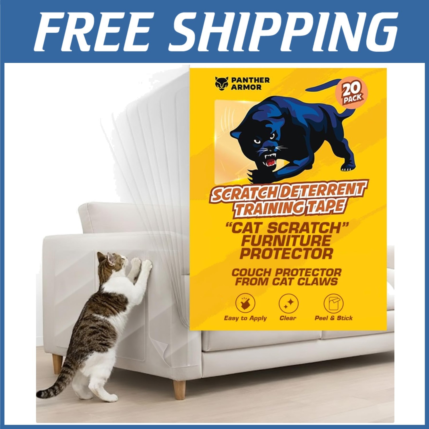 Cat Training Tape for Anti-Scratch Couch & Sofa - 20 Sheets