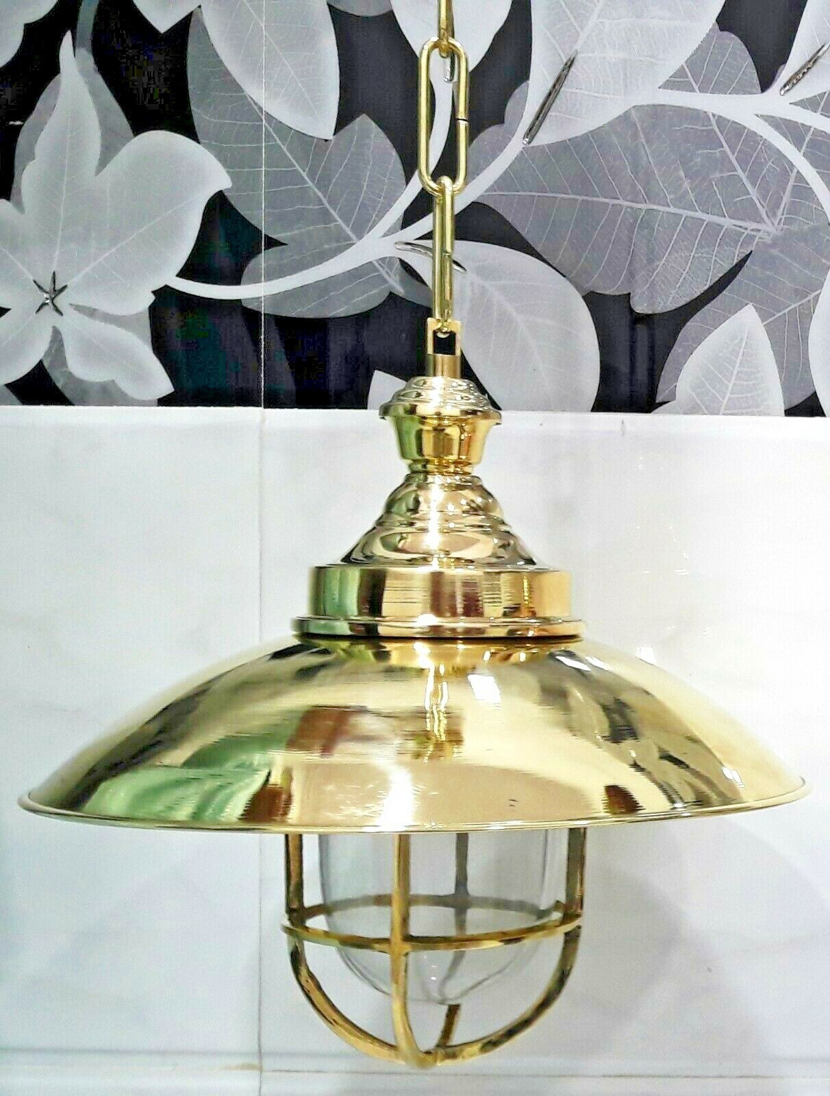 Set of 10 Nautical Marine Brass Ship Passageway Cargo Bulkhead Hanging Lighting