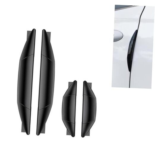 4PCS Car Door Anti-Collision Strips, Anti-Scratch Auto Door Edge Guards Black