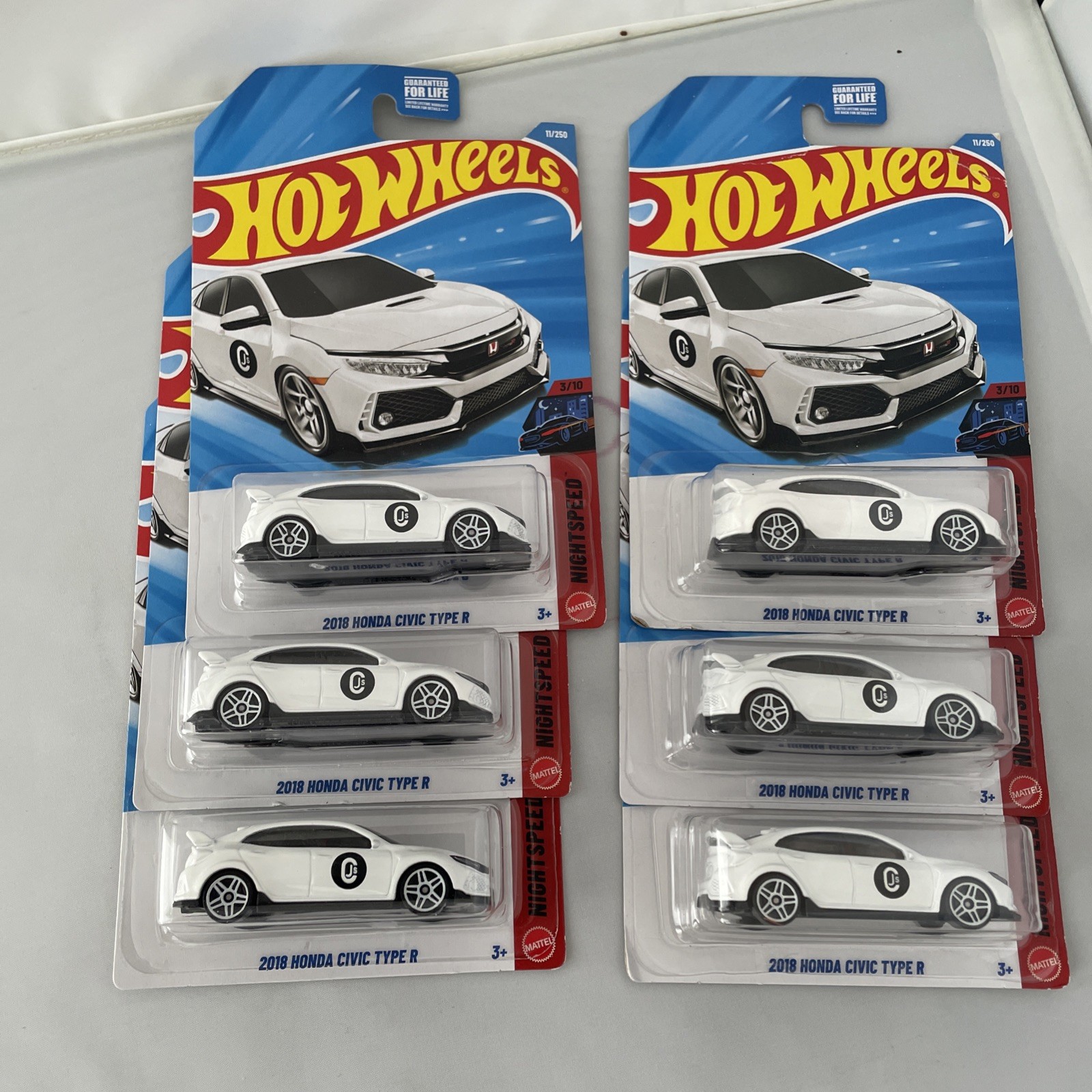 2026 Hot Wheels  2018 HONDA CIVIC TYPE R LOT OF 5 White  Night speed 11/250