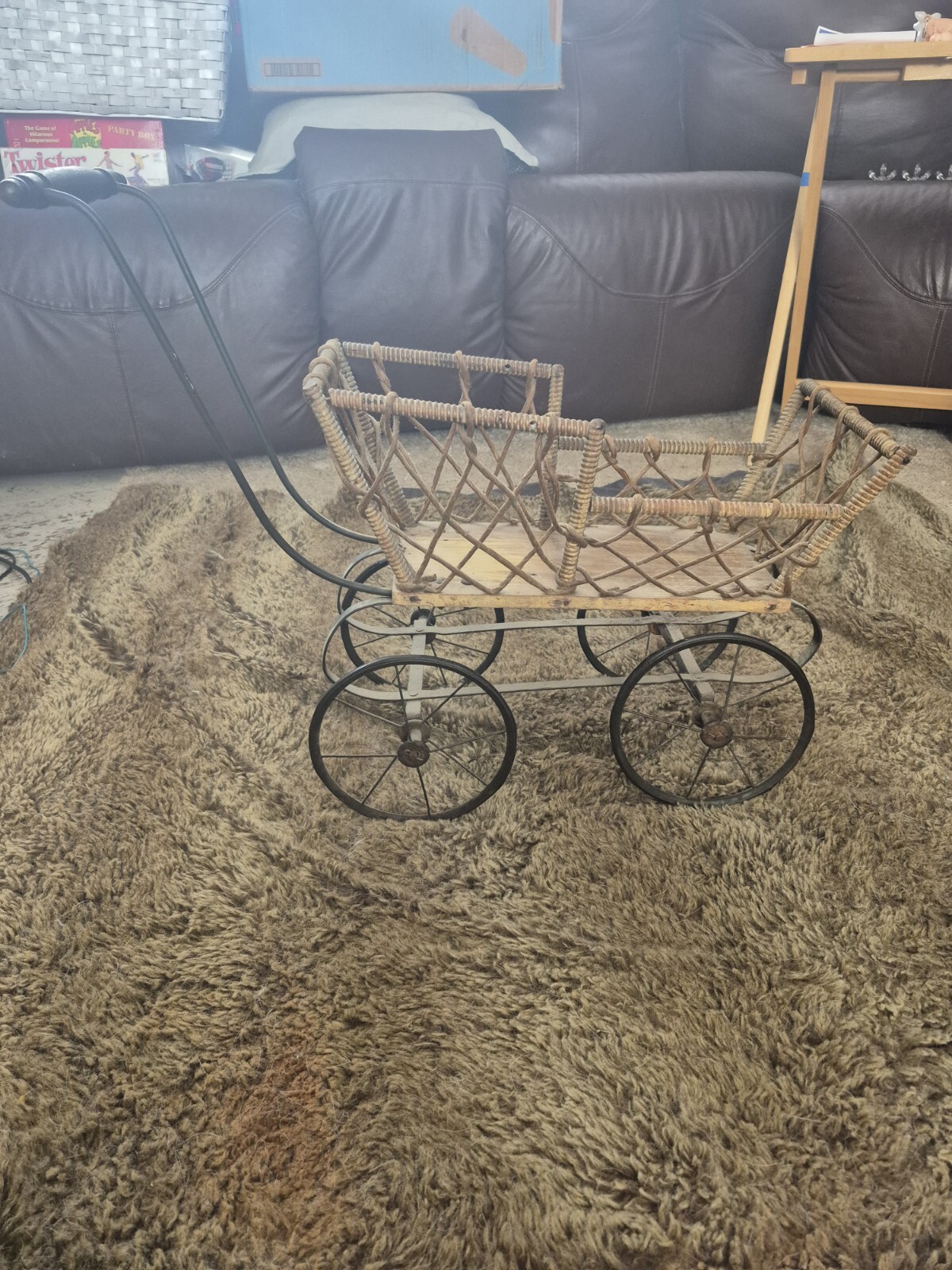 Antique 1920's baby stroller,Antique Wood & Wicker Buggy functional