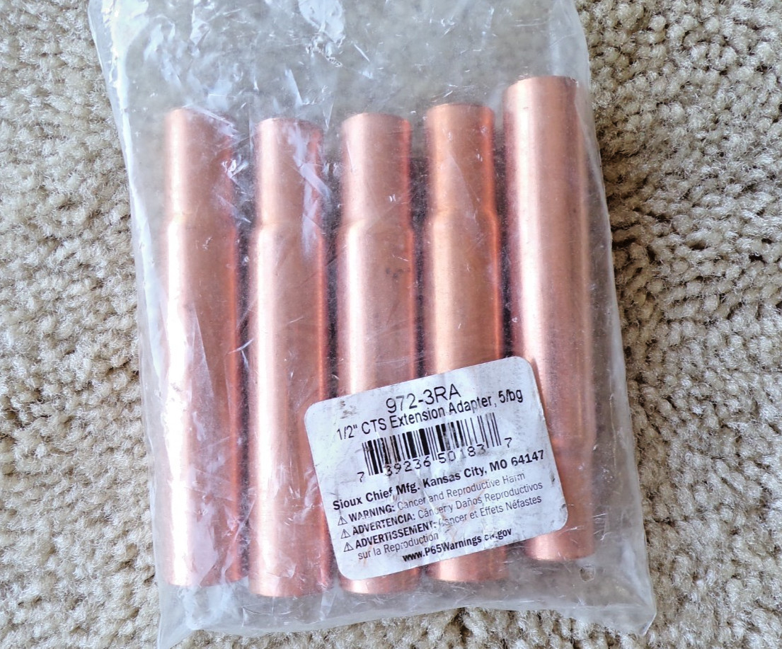 SIOUX 972-3RA Tub & Shower Faucet Adapter 1/2" Copper CTS Extension @h15