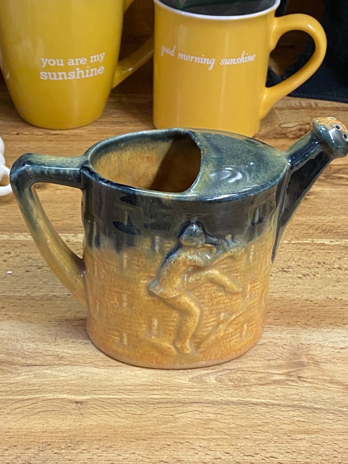 Vintage Majolica? Sprinkling Can Pottery 7" 2 Tone