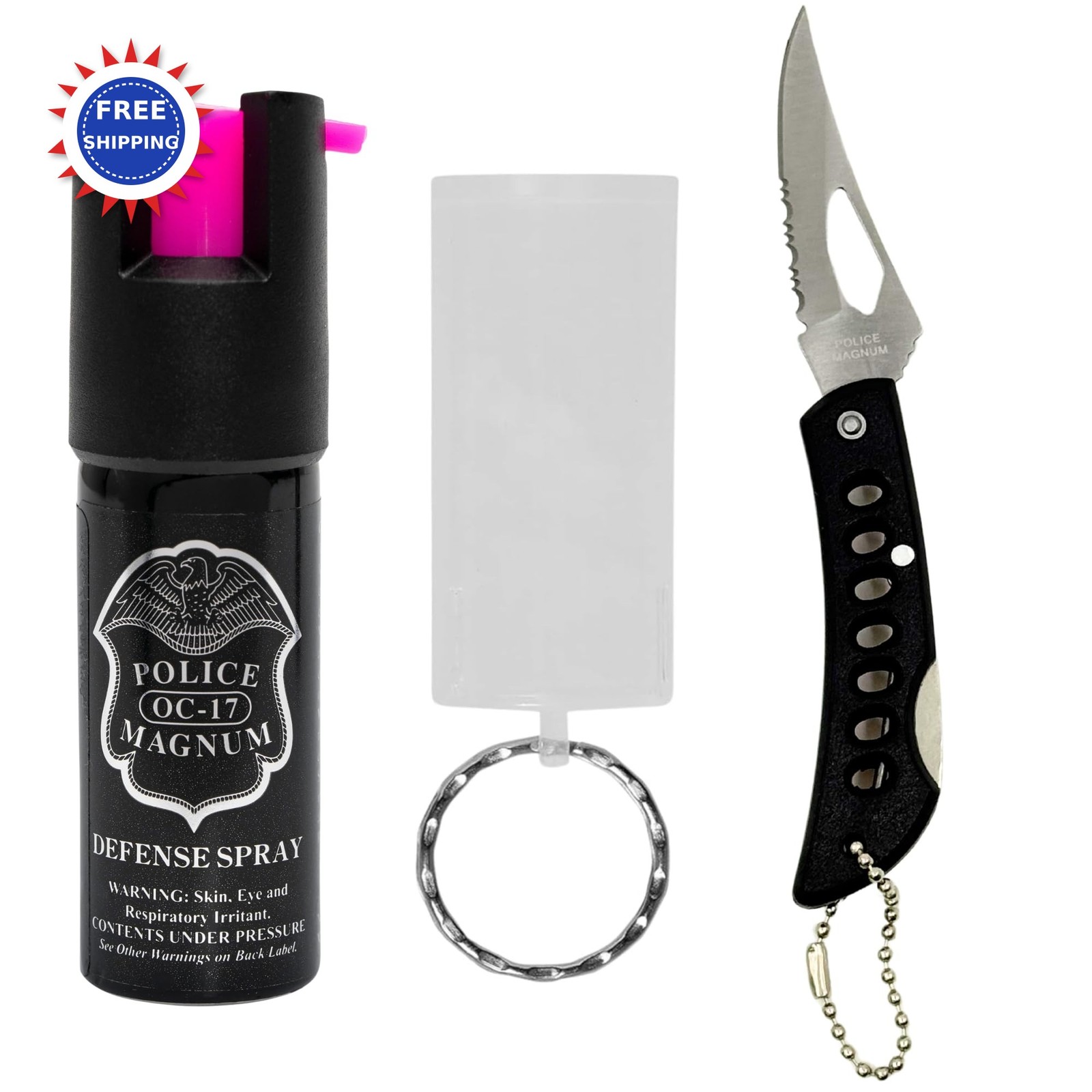 Police Magnum Mini Pepper Spray Self Defense 1/2oz Small Discreet Pink Pack