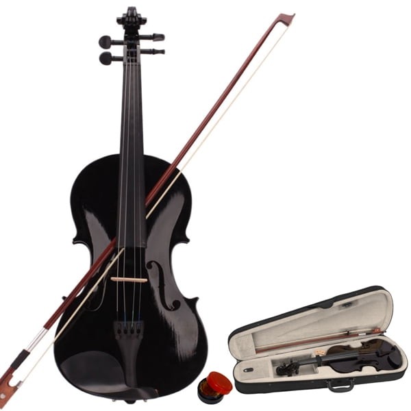 4/4 Full Size Acoustic Violin Set - Black with Hard Case,Bow,Rosin& Accessories 