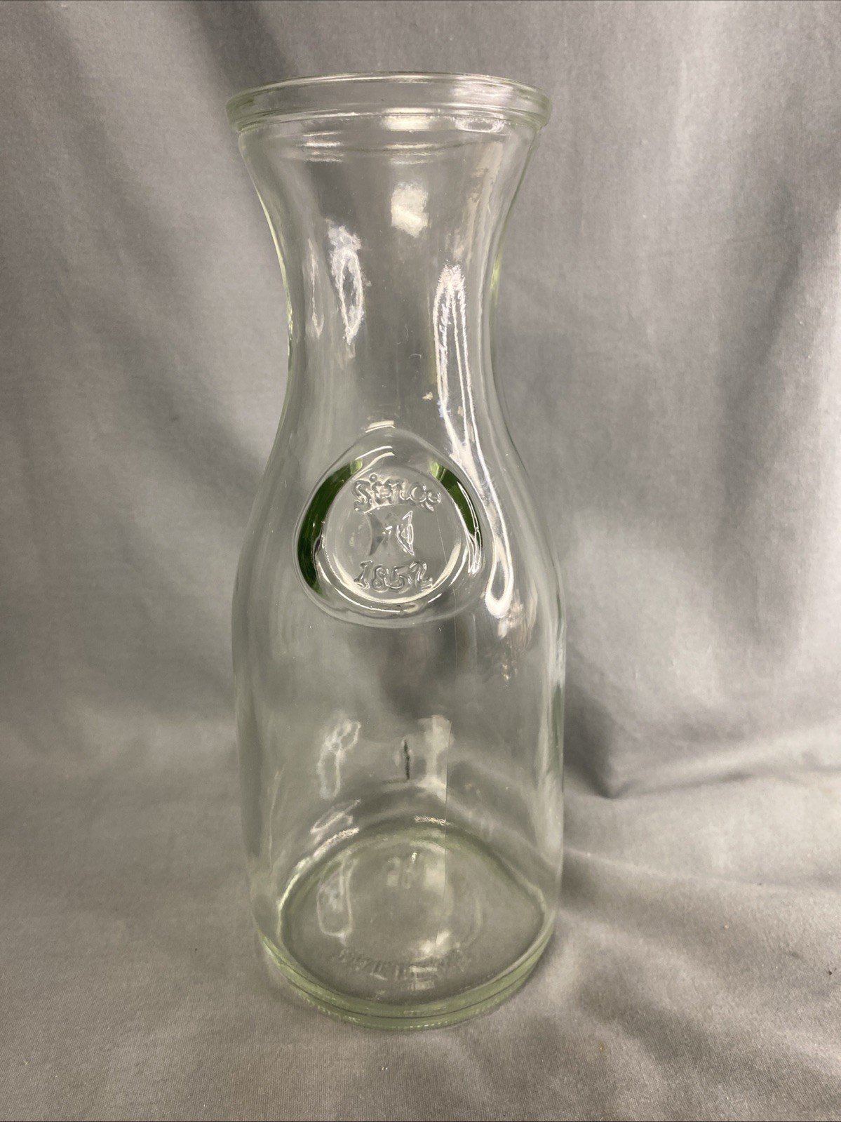VTG Embossed Paul Masson "Since 1852" Glass Milk Bottle Carafe Decanter Vase 8”